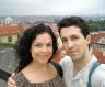View of cute couple from prague castle